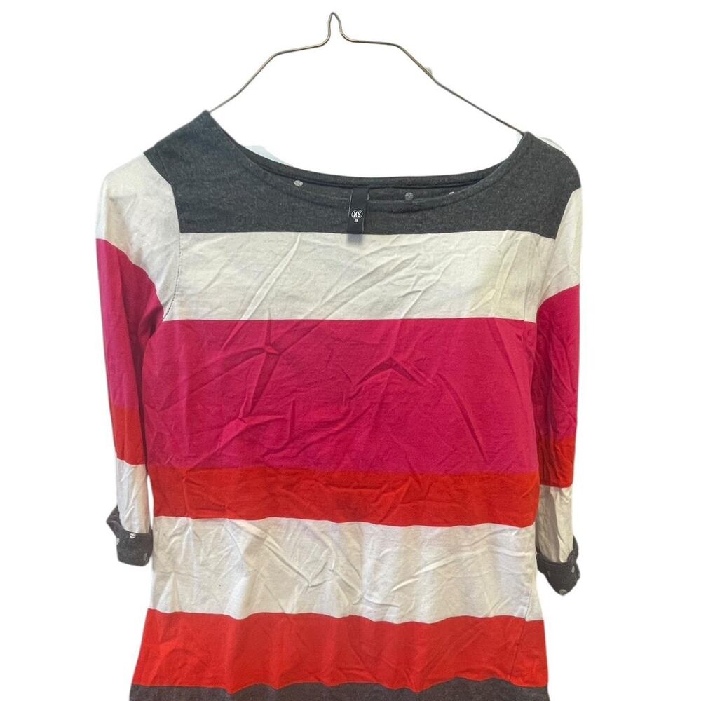 Red and white striped top